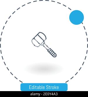 hammer vector icon editable stroke outline icons for web and mobile Stock Vector