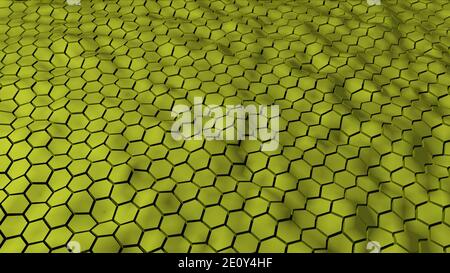 Abstract colorful hexagonal geometry patterns with six sided polygon and with smooth wavy motion effects. Abstract trendy background for business & te Stock Photo