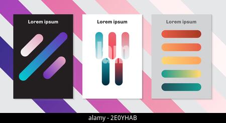 Set of brochure template colorful rounded lines background. Vector illustration Stock Vector