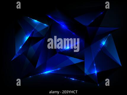 Abstract futuristic technology concept with blue polygonal pattern and glow lighting on dark blue background. Digital connection structure. Vector ill Stock Vector