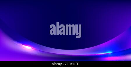 Banner web template blue and purple gradient curved shape with lighting background. Vector illustration Stock Vector