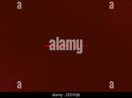 Abstract red particles dots wave dynamic background. Vector illustration Stock Vector