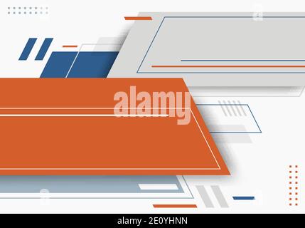 Abstract blue, gray, orange color geometric with lines horizontal on white background technology futuristic style. Vector illustration Stock Vector