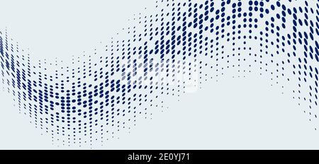 Abstract technology futuristic style big data blue geometric circle pattern wave halftone on white background and texture. Vector illustration Stock Vector