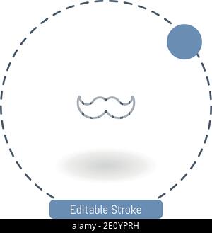 moustache vector icon editable stroke outline icons for web and mobile Stock Vector