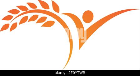 Agriculture wheat Logo Template,healthy life logo vector icon design Stock Vector