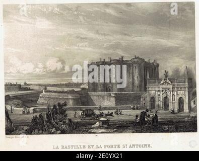 château de la Bastille et la porte Saint Antoine Paris Stock Photo
