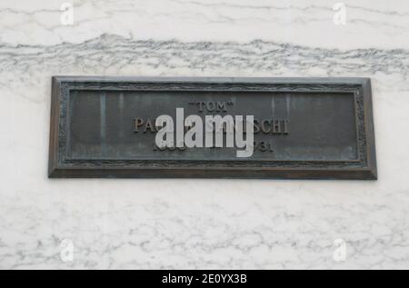 Los Angeles, California, USA 2nd January 2021 A general view of atmosphere of actor Tom Santschi's Grave, real name Paul William Santschi in Abbey of the Psalms at Hollywood Forever Cemetery on January 2, 2021 in Los Angeles, California, USA. Photo by Barry King/Alamy Stock Photo Stock Photo