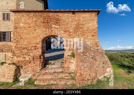 The ancient Porta al Rivellino in the historic center of Certaldo alto, Florence, Italy, on a sunny day Stock Photo