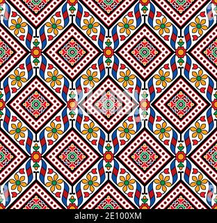 Sindhi Ajrak Pattern, Vector Illustration Stock Vector