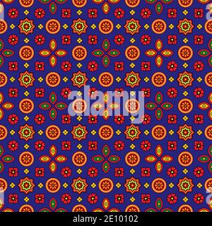 Colourful Ajrak Pattern, Vector Illustation Stock Vector