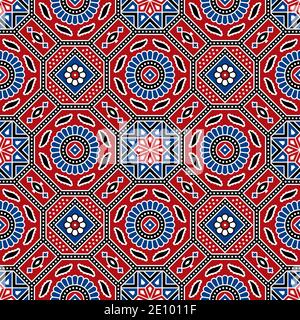 Ajrakh Pattern, Vector Illustration Stock Vector