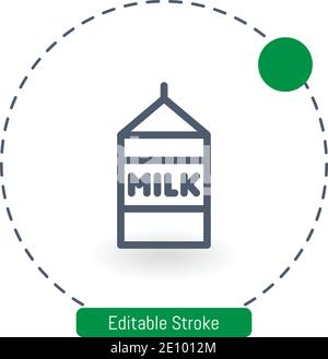milk vector icon editable stroke outline icons for web and mobile Stock Vector