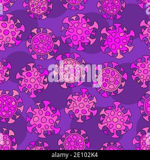 A lot of bright glowy biology cells, bacterias and virus seamless pattern Stock Vector