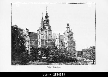 View of 'Schloss Rosenborg' or Rosenborg Palace', Copenhagen, Denmark, illustration taken from 'Die Hauptstädte der Welt', Breslau about 1987 Stock Photo