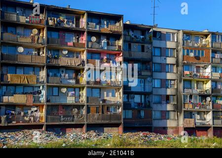 Social housing in the district of Lunik IX, Kosice, Kashov, Slovakia, Europe Stock Photo
