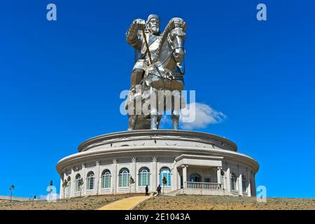 Equestrian Statue of Genghis Khan, Genghis Khan Theme Park, Chinggis Khaan Statue Complex, Tsonjin Boldog, Mongolia, Asia Stock Photo