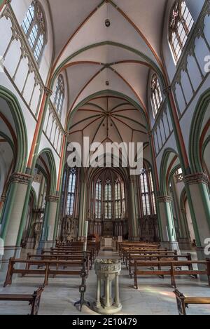 Interior of the Heilig Kreuz Kirche, a neo-Gothic basilica, built 1899-1902 Münster, North Rhine-Westphalia, Germany, Europe Stock Photo
