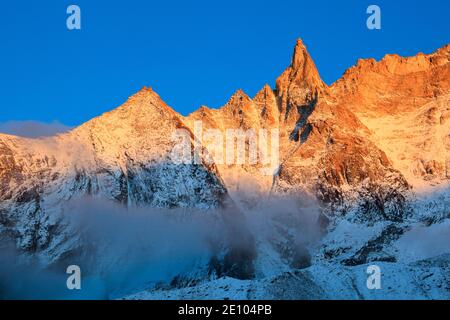 Aiguille de la Tsa, 3668 m, Valais, Switzerland, Europe Stock Photo