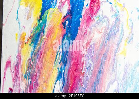 Abstract art background. Multicolored bright texture. Contemporary art. Oil painting on canvas. Fragment of artwork. Spots of oil paint. Brushstrokes of paint. Modern art. High quality photo Stock Photo