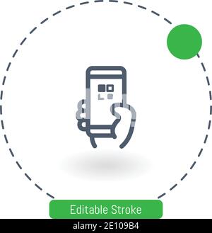 qr code vector icon editable stroke outline icons for web and mobile Stock Vector