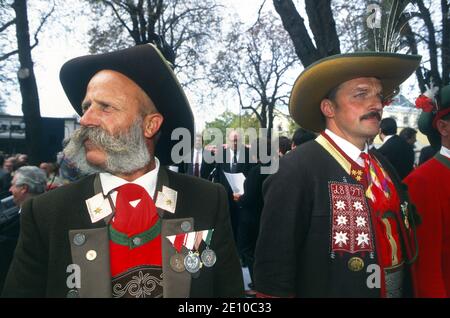 On October 5, 1997 is relocated in Trieste, Italian city but long under the Austro-Hungarian Empire, the monument, removed in 1921, to Princess Elizabeth of Austria 'Sissi', wife of Emperor Franz Joseph. For the occasion gathers a large number of nostalgic and fans of the Empire, with uniforms and vintage clothes. Stock Photo