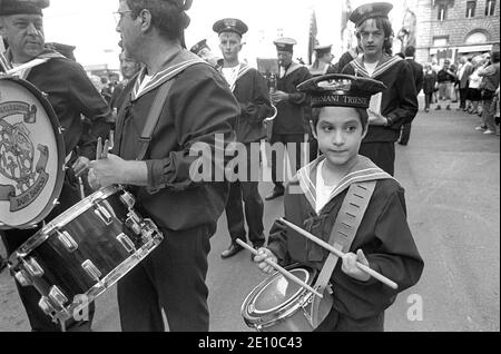 On October 5, 1997 is relocated in Trieste, Italian city but long under the Austro-Hungarian Empire, the monument, removed in 1921, to Princess Elizabeth of Austria 'Sissi', wife of Emperor Franz Joseph. For the occasion gathers a large number of nostalgic and fans of the Empire, with uniforms and vintage clothes. Stock Photo