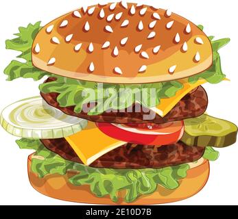 Vector colorfull big burger over any background Stock Vector