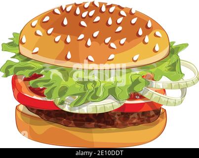 Vector colorfull big burger over any background Stock Vector