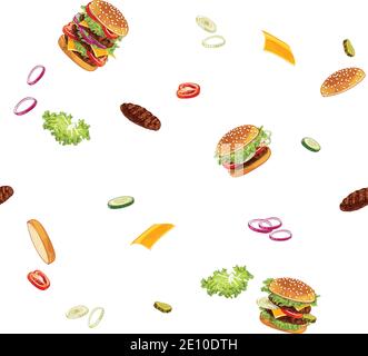 Pattern with burger ads without any background Stock Vector