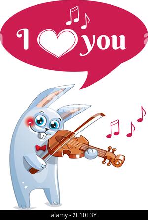 The hare plays the violin. Love Stock Vector