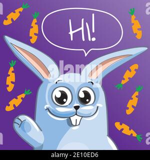 Vector illustration of cartoon bunny. Hi Stock Vector
