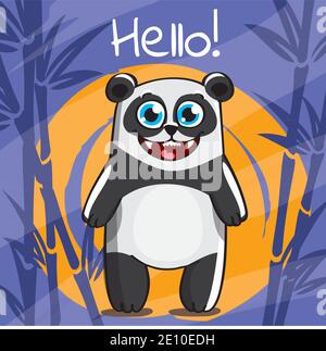 Vector illustration of cartoon panda. Hello. Stock Vector