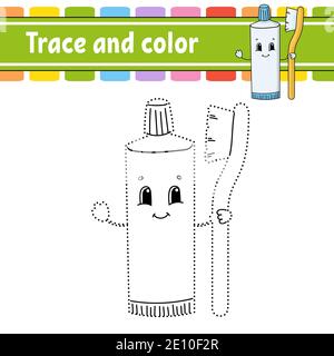 Trace and color. Coloring page for kids. Handwriting practice ...