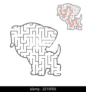 Abstract maze. Game for kids. Puzzle for children. Labyrinth conundrum. Black vector illustration. Find the right path. The development of logical thi Stock Vector