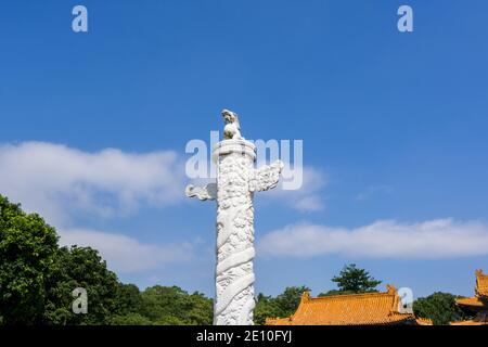 ornamental column  erected in front of palace of New Yuanming Palace of Zhuhai City of  Guangdong, a rebuilt of famous imperial park Stock Photo