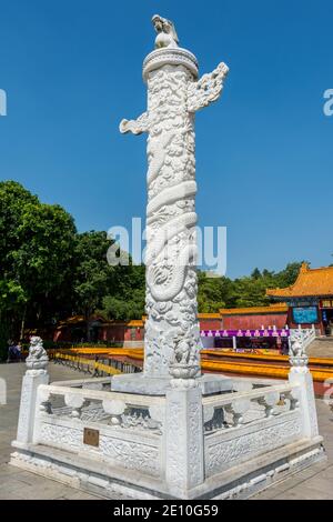 ornamental column  erected in front of palace of New Yuanming Palace of Zhuhai City of  Guangdong, a rebuilt of famous imperial park Stock Photo