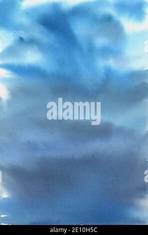 Watercolor abstract texture. Beautiful blue background. Gradient color. Abstract wave background. Stock Photo