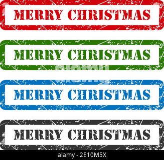 merry christmas set rubber stamp isolated on background. Stock Vector