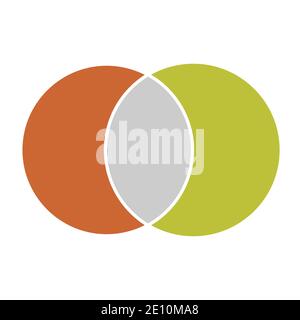 Venn diagram maths vector, Negative space, color modern icon - isolated on white background . Stock Vector