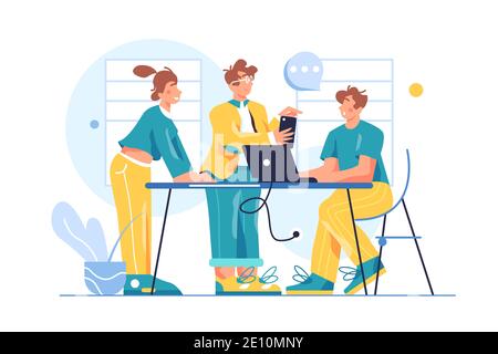 Group of colleagues working in the office Stock Vector