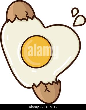 Broken egg in heart shape isolated vector illustration for Great Egg Toss Day on September 6. Stock Vector