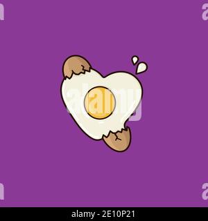 Broken egg in heart shape vector illustration for Great Egg Toss Day on September 6. Stock Vector