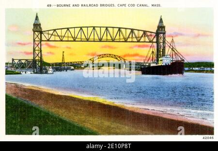 Bourne and railroad bridges, Cape Cod Canal, Massachusetts Stock Photo