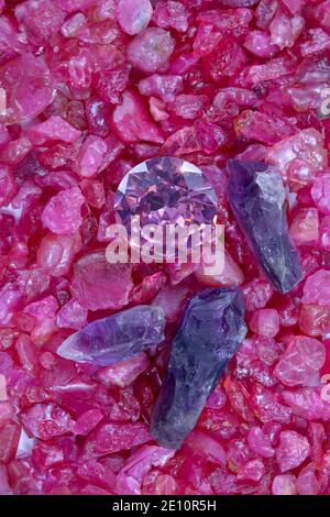 amethyst diamond put on raw Ruby Rough Gemstone Stock Photo - Alamy
