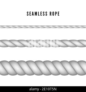 Realistic nautical twisted rope knots. Seamless rope. Vector illustration Stock Vector