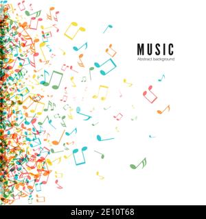 Abstract music background with color notes symbols. Vector Stock Vector
