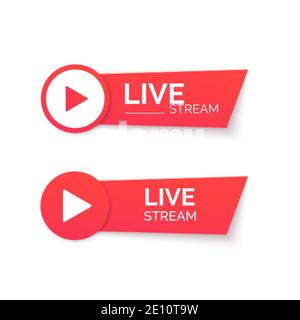 Live stream red icon. Online streaming Banner. Vector Stock Vector