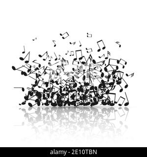 Abstract music background with black note symbols. Vector illustration Stock Vector