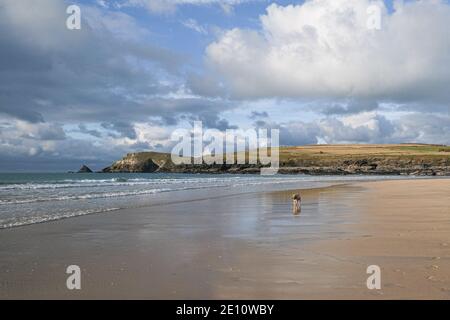 Booby's Bay, near Padstow, Cornwall, UK. 3rd January 2020. UK Weather. Calm and sunny on the North Cornwall coast today. Credit Simon Maycock / Alamy Live News. Stock Photo